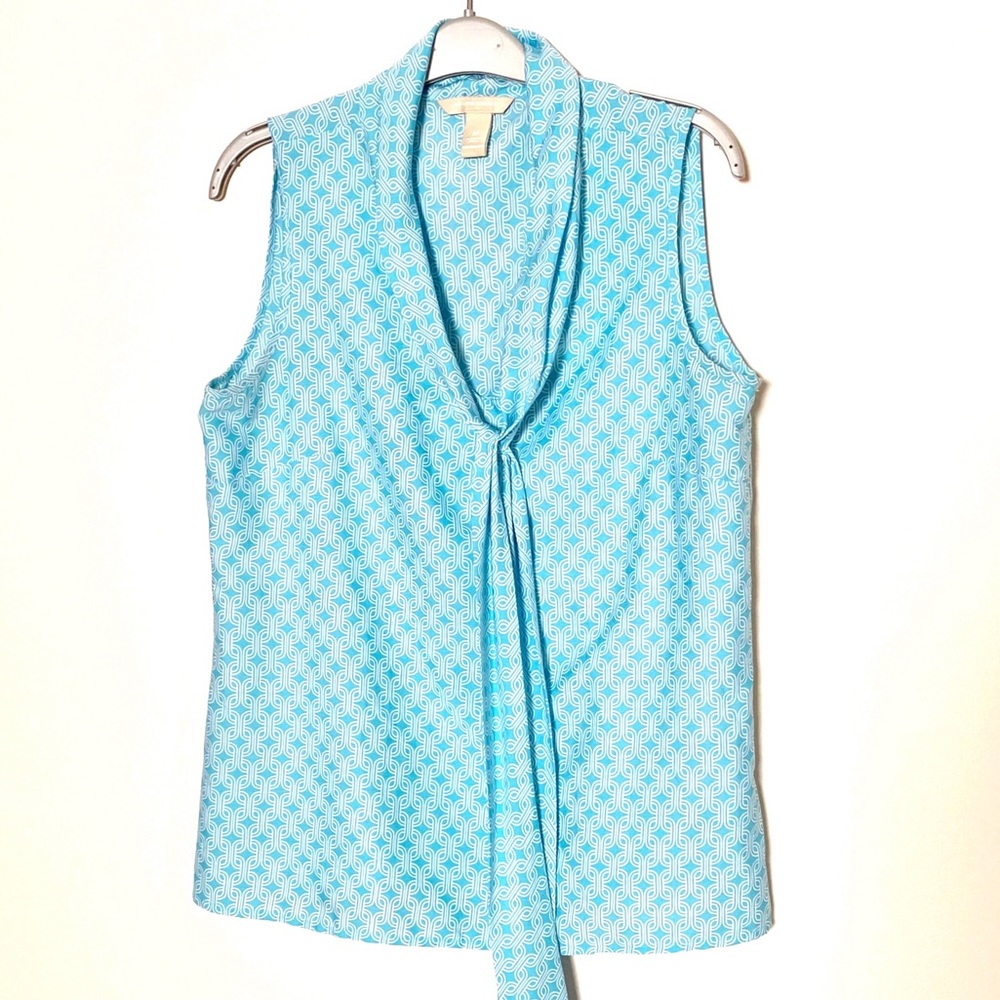 Banana Republic sleeveless turquoise bow tie top